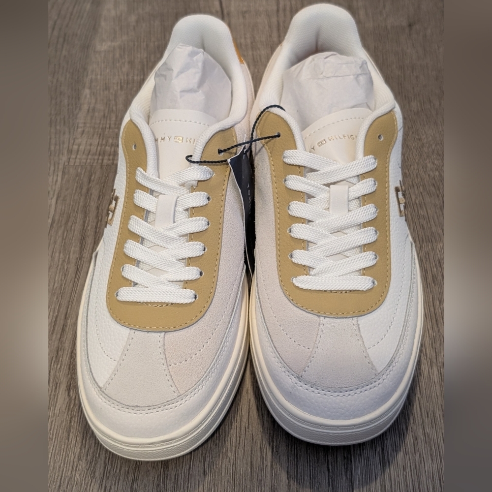 Tommy Hilfiger White and Gold Sneakers - Picture 4 of 5